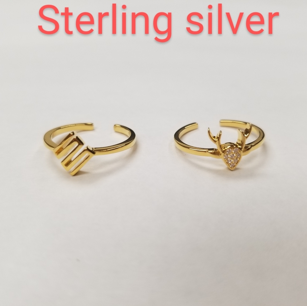 New Sterling silver Adjustable rings ( deer and zig zag ring)